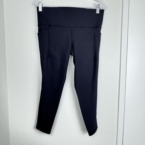 Athleta Pants - Athleta Elation Rib Size Large Solid Black High Rise Leggings Yoga Active